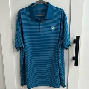Nike Golf Dri-Fit Polo Shirt Blue Striped Shackamaxon Country Club Men's 2XL